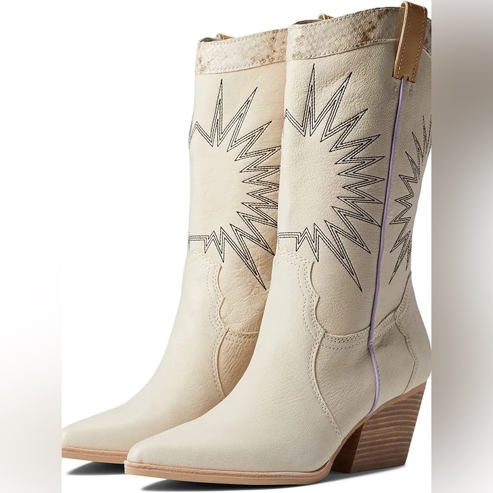 Dolce Vita Lawson Heeled Cowboy Boots Nubuck Leather Starburst Size 9.5 NWOB